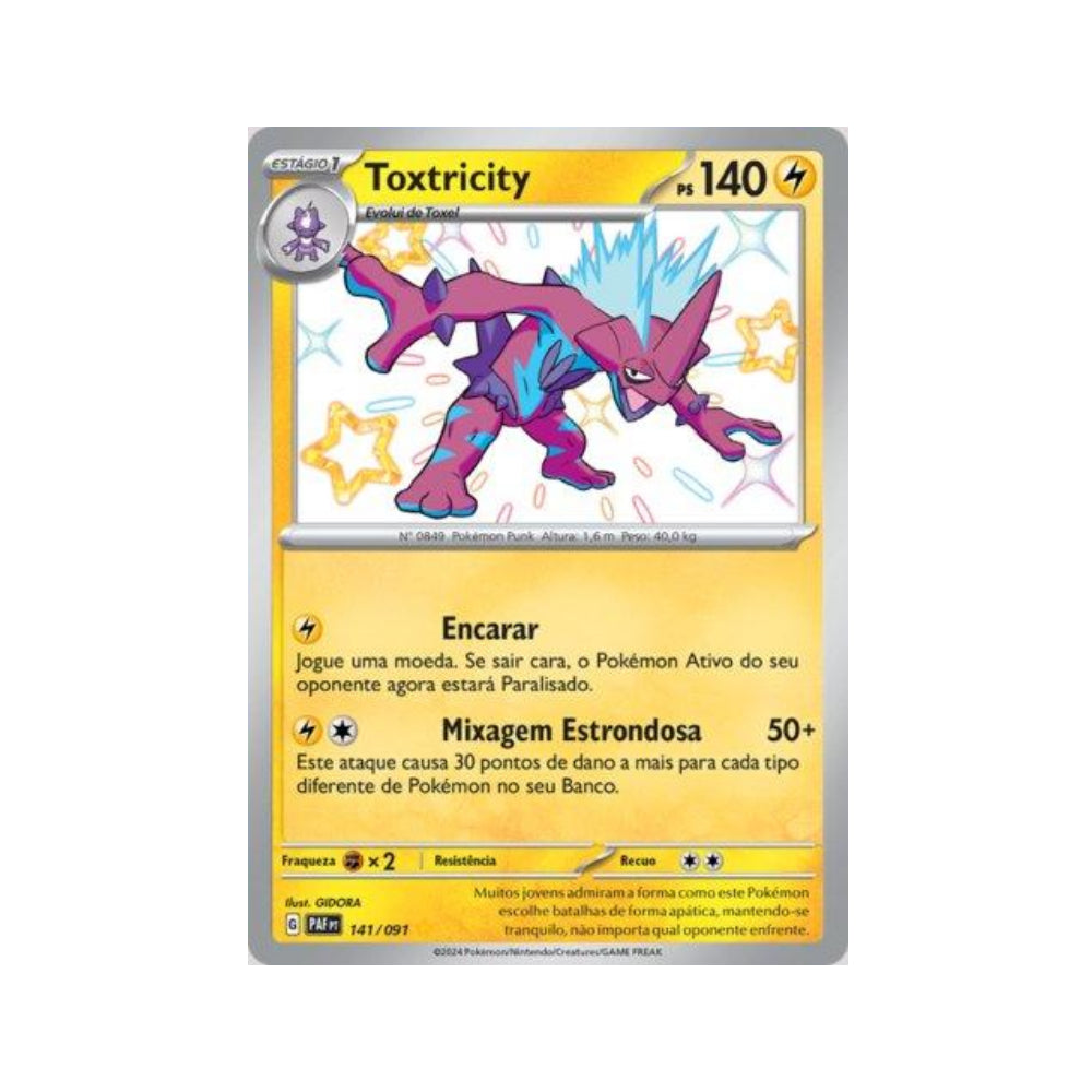 Toxtricity 141/091 in Portuguese Paldean Fates Pokémon TCG