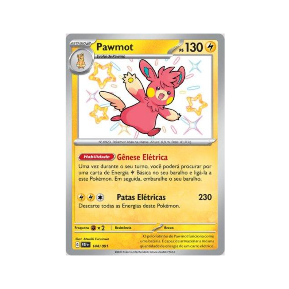 Pawmot 144/091 in Portuguese Paldean Fates Pokémon TCG