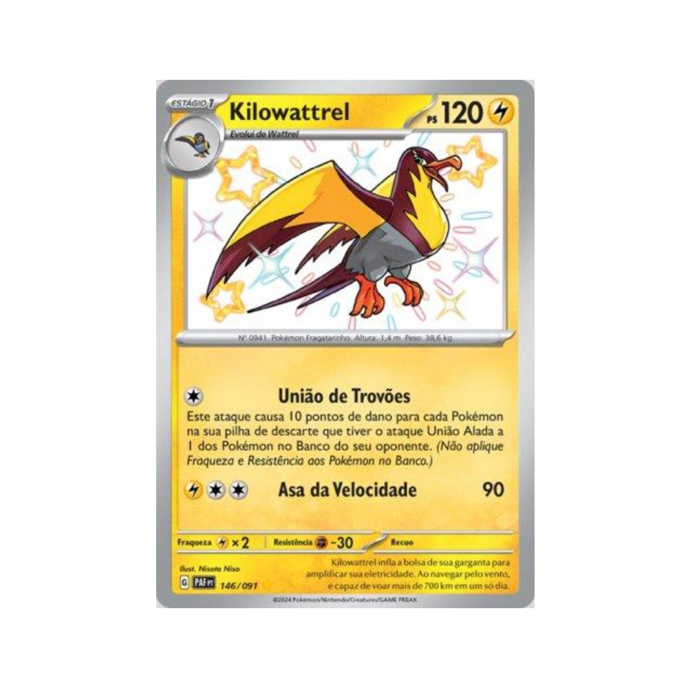 Kilowattrel 146/091 in Portuguese Paldean Fates Pokémon TCG