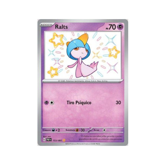 Ralts 153/091 in Portuguese Paldean Fates Pokémon TCG