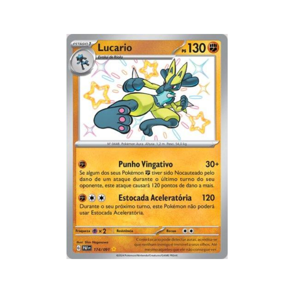 Lucario 174/091 in Portuguese Paldean Fates Pokémon TCG