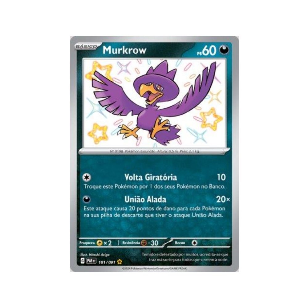 Murkrow 181/091 in Portuguese Paldean Fates Pokémon TCG