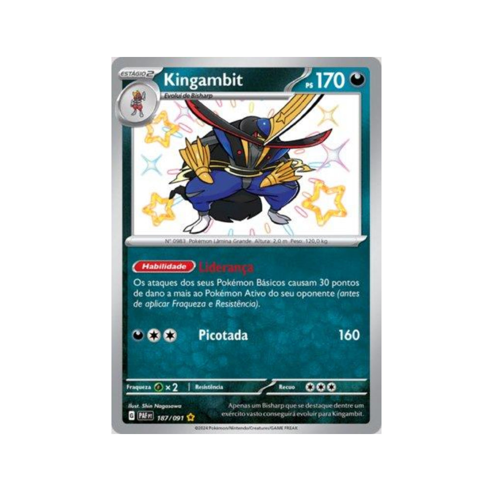 Kingambit 187/091 in Portuguese Paldean Fates Pokémon TCG