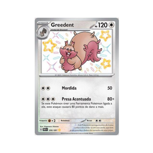 Greedent 206/091 in Portuguese Paldean Fates Pokémon TCG