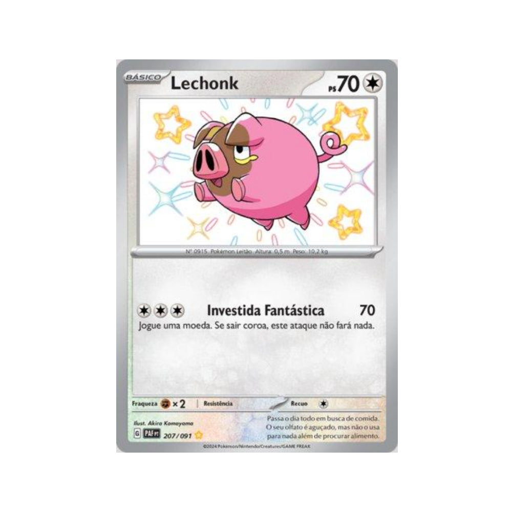 Lechonk 207/091 in Portuguese Paldean Fates Pokémon TCG