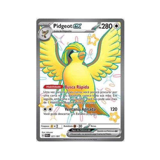 Pidgeot ex 221/091 in Portuguese Paldean Fates Pokémon TCG