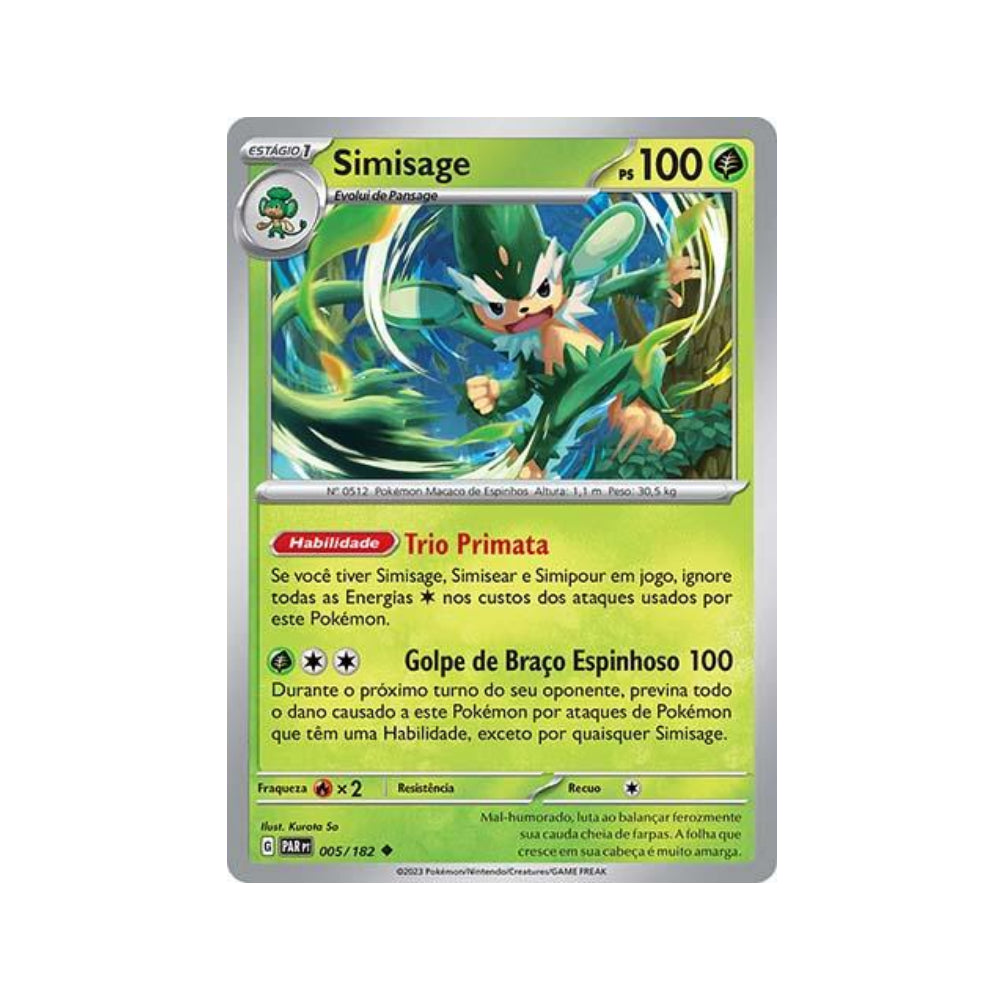 Simisage 005/182 in Portuguese Paradox Rift Pokémon TCG