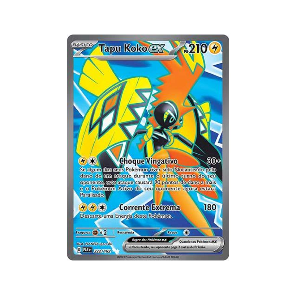 Tapu Koko ex 222/182 in Portuguese Paradox Rift Pokémon TCG