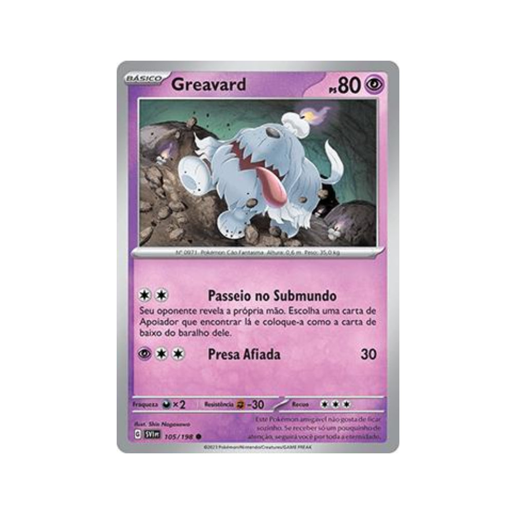 Greavard 105/198 in Portuguese Scarlet & Violet Pokémon TCG