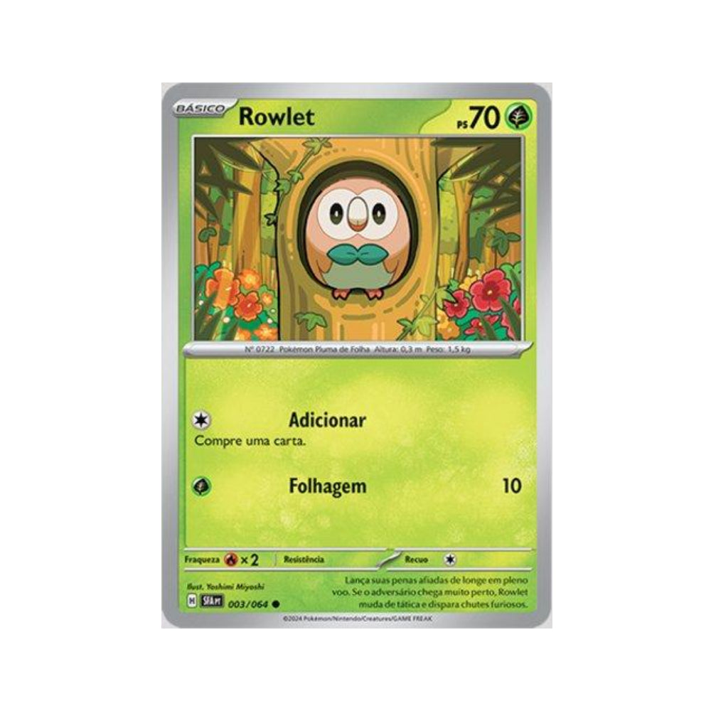 Rowlet 003/064 in Portuguese Shrouded Fable Pokémon TCG