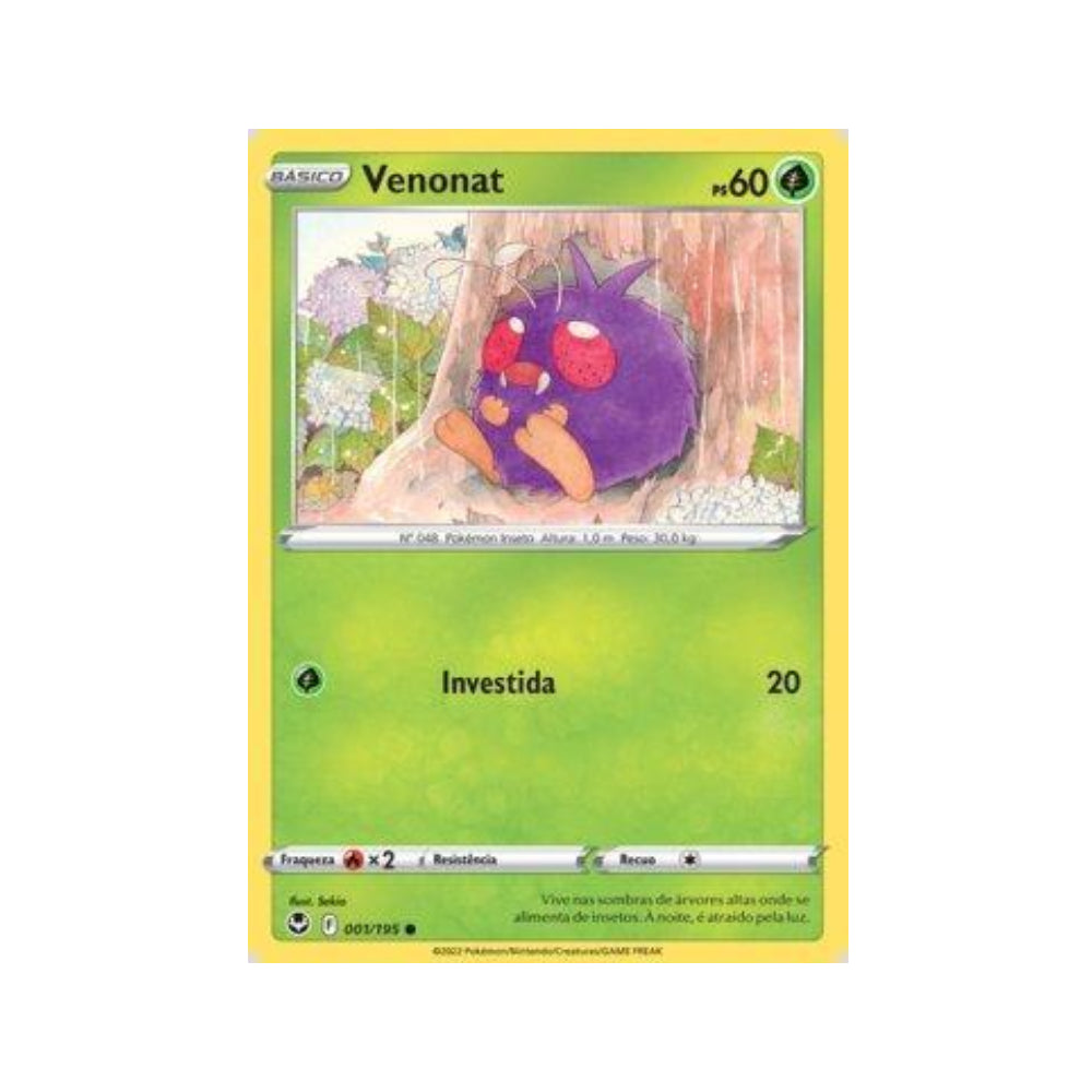 Venonat 001/195 in Portuguese Silver Tempest Pokémon TCG