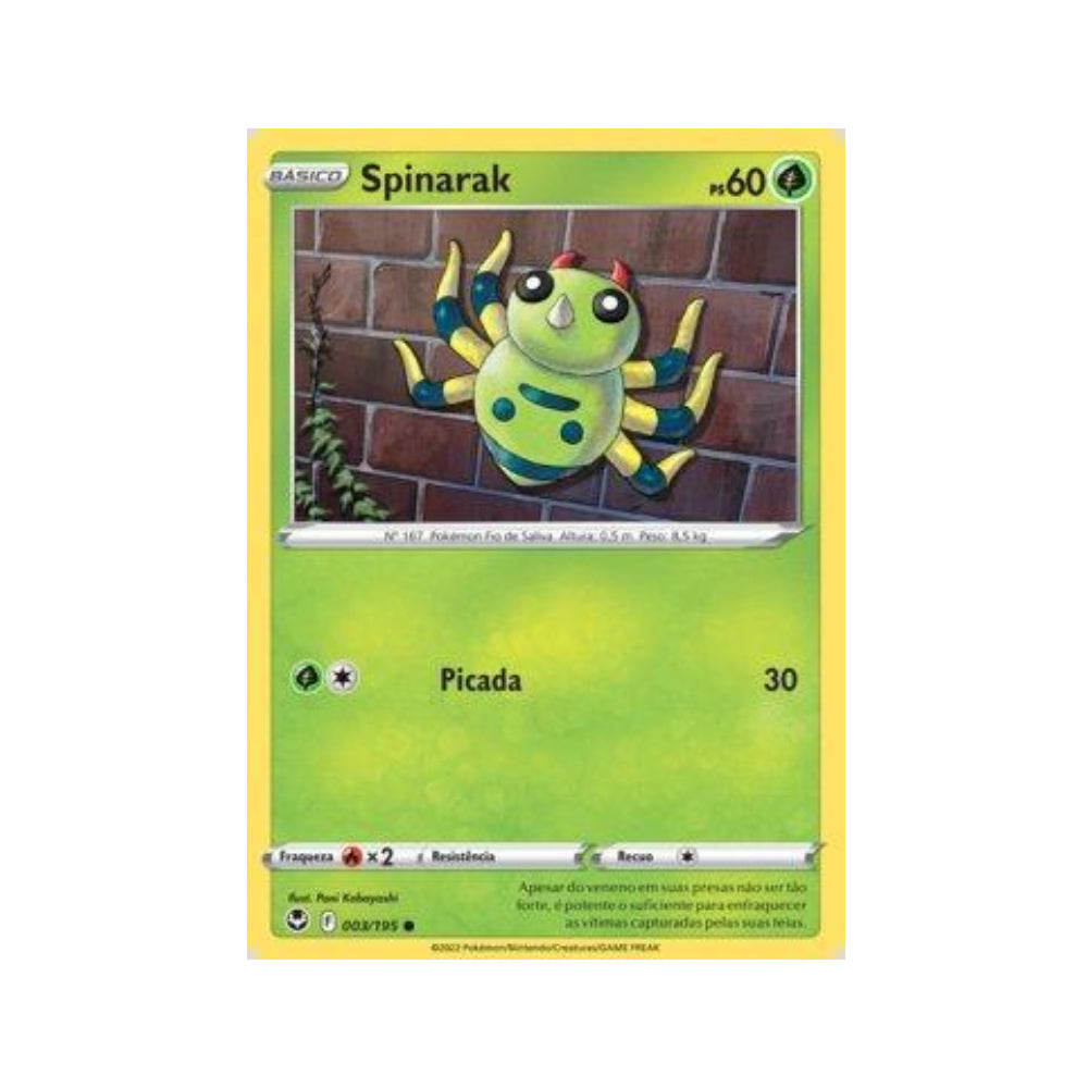 Spinarak 003/195 in Portuguese Silver Tempest Pokémon TCG