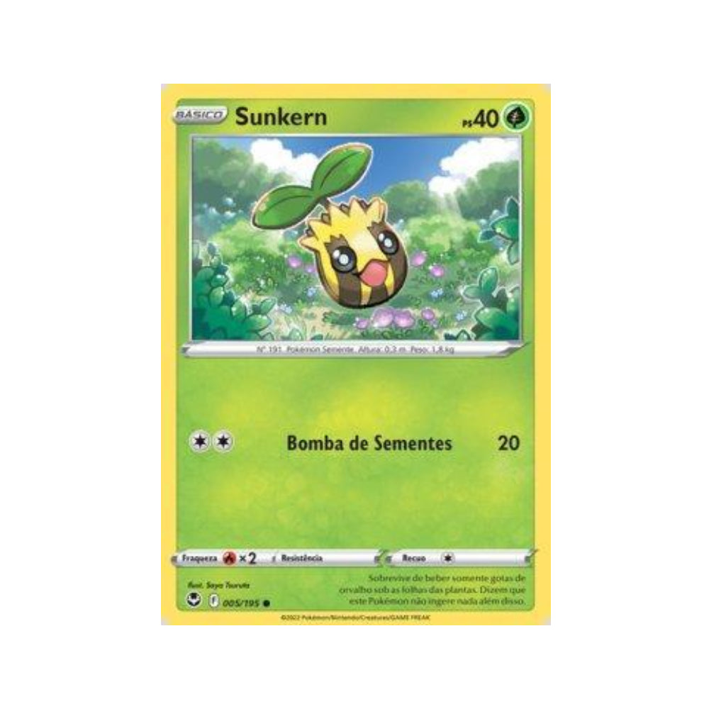 Sunkern 005/195 in Portuguese Silver Tempest Pokémon TCG