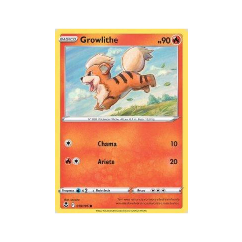 Growlithe 019/195 in Portuguese Silver Tempest Pokémon TCG