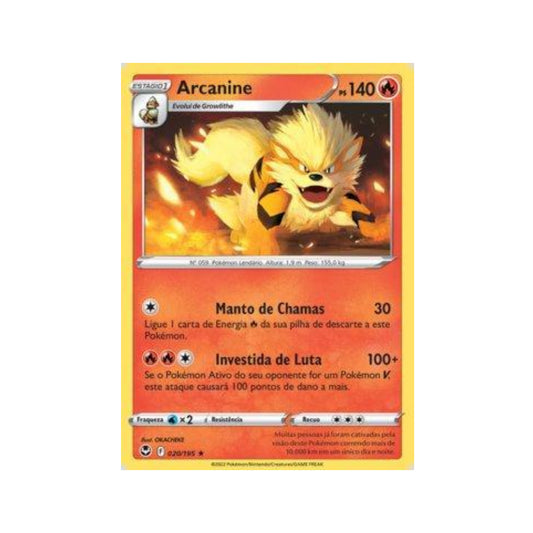 Arcanine 020/195 in Portuguese Silver Tempest Pokémon TCG