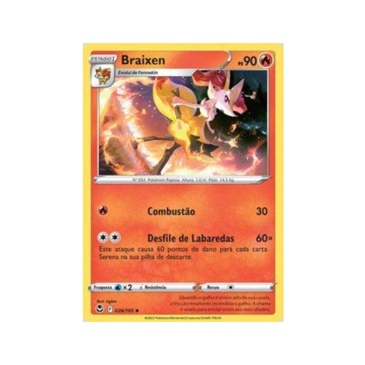 Braixen 026/195 in Portuguese Silver Tempest Pokémon TCG