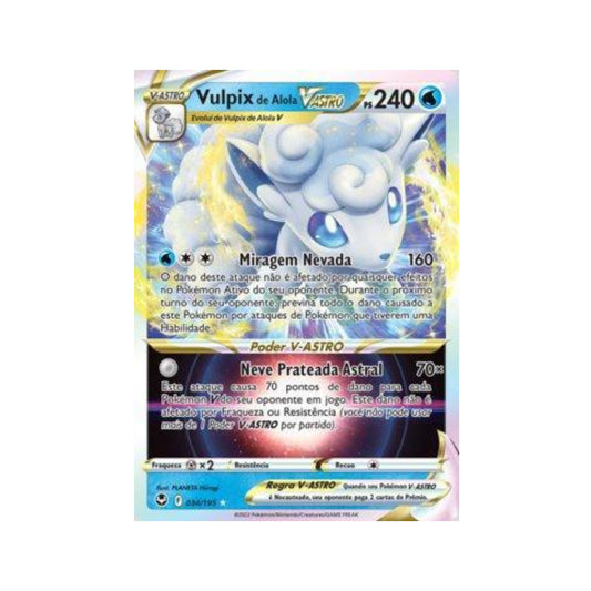 Alolan Vulpix-VSTAR 034/195 in Portuguese Silver Tempest Pokémon TCG