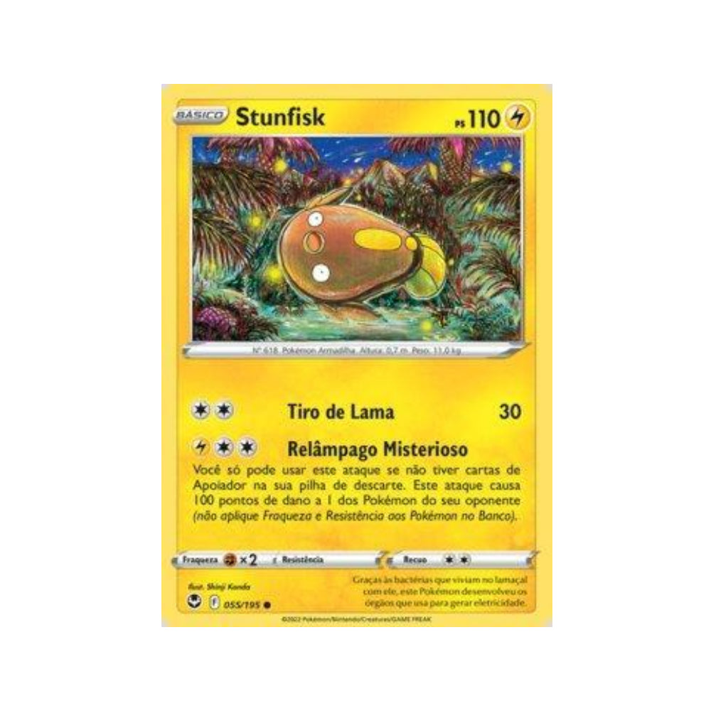 Stunfisk 055/195 in Portuguese Silver Tempest Pokémon TCG