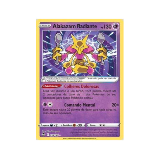 Radiant Alakazam 059/195 in Portuguese Silver Tempest Pokémon TCG