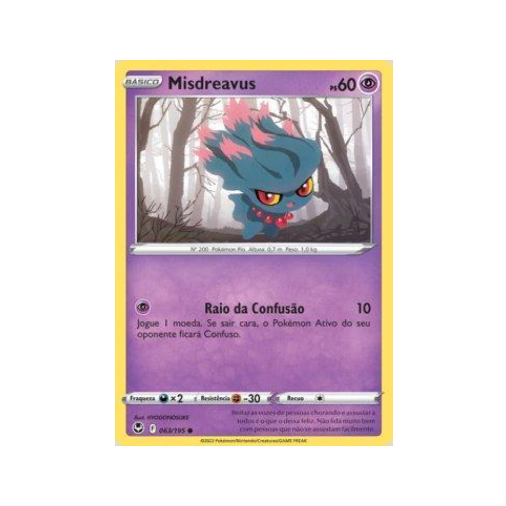 Misdreavus 063/195 in Portuguese Silver Tempest Pokémon TCG