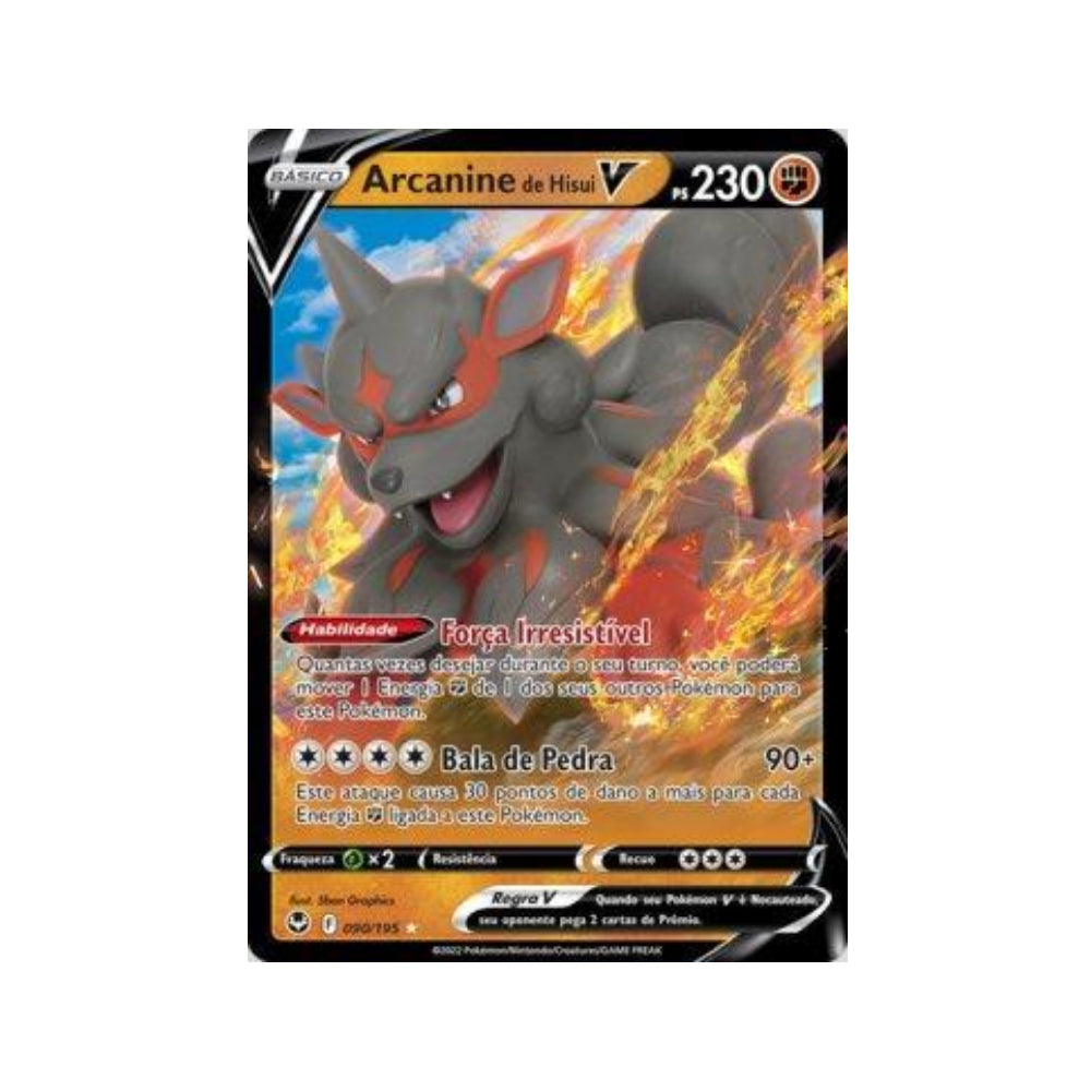 Hisuian Arcanine-V 090/195 in Portuguese Silver Tempest Pokémon TCG