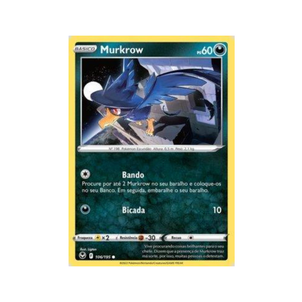 Murkrow 106/195 in Portuguese Silver Tempest Pokémon TCG