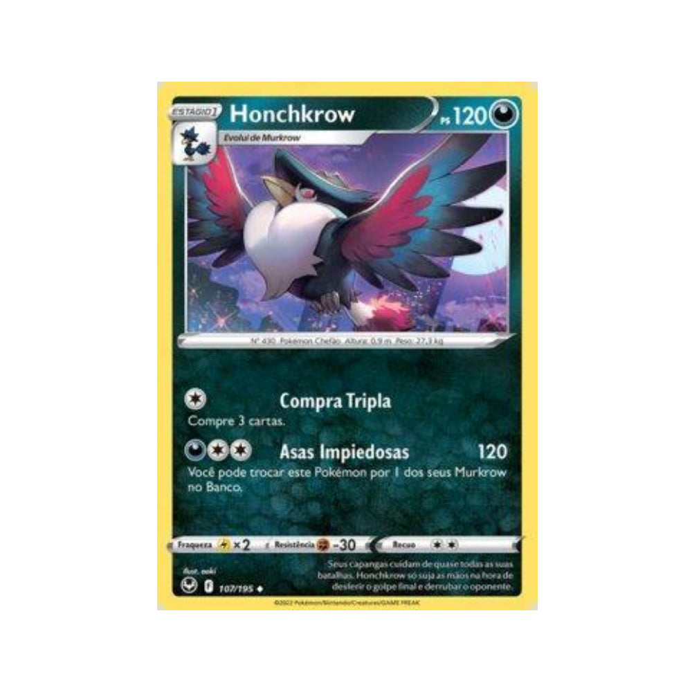 Honchkrow 107/195 in Portuguese Silver Tempest Pokémon TCG