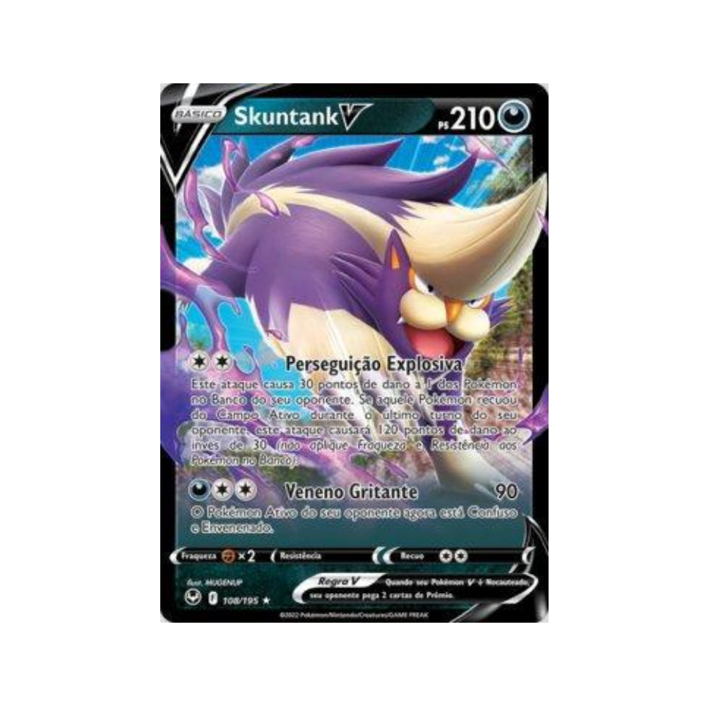 Skuntank-V 108/195 in Portuguese Silver Tempest Pokémon TCG