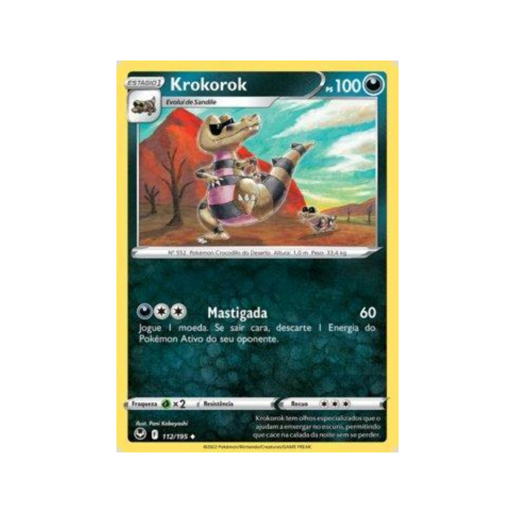 Krokorok 112/195 in Portuguese Silver Tempest Pokémon TCG