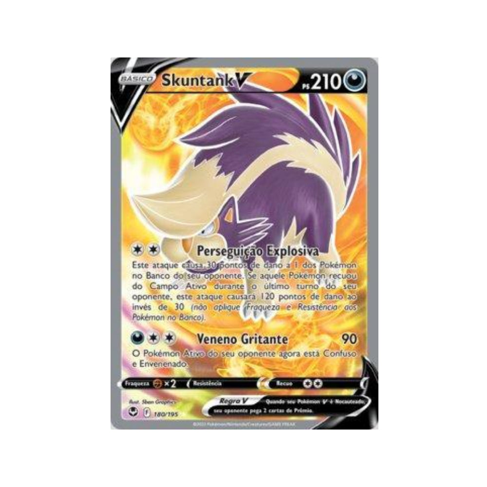 Skuntank-V 180/195 in Portuguese Silver Tempest Pokémon TCG