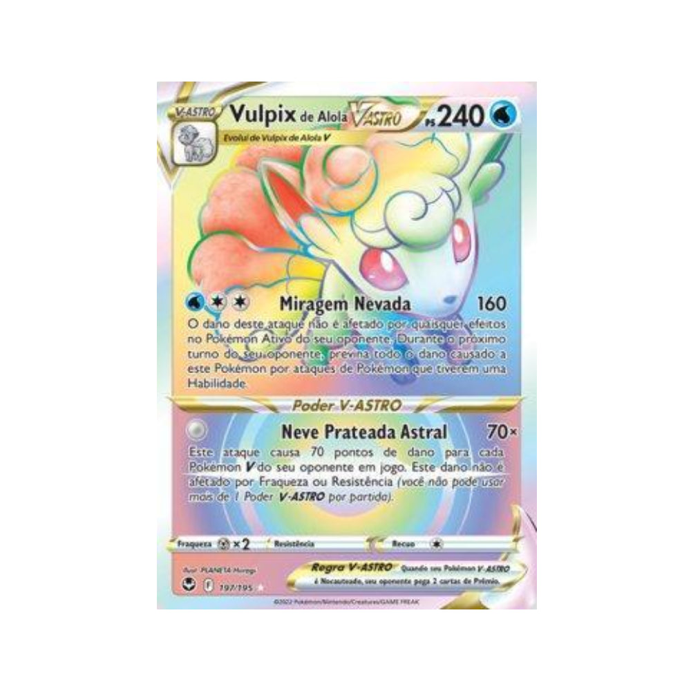 Alolan Vulpix-VSTAR 197/195 in Portuguese Silver Tempest Pokémon TCG