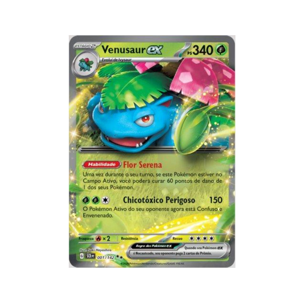 Venusaur ex 001/142 in Portuguese Stellar Crown Pokémon TCG