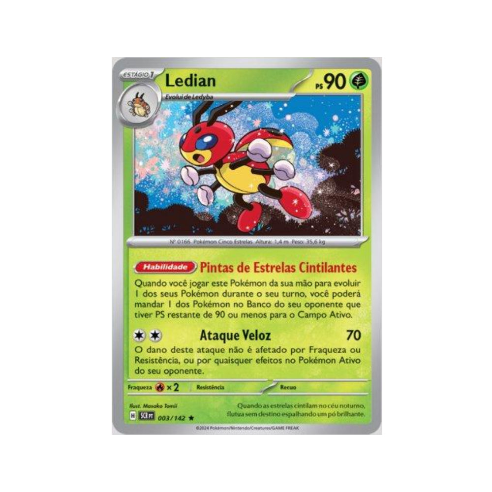 Ledian 003/142 in Portuguese Stellar Crown Pokémon TCG