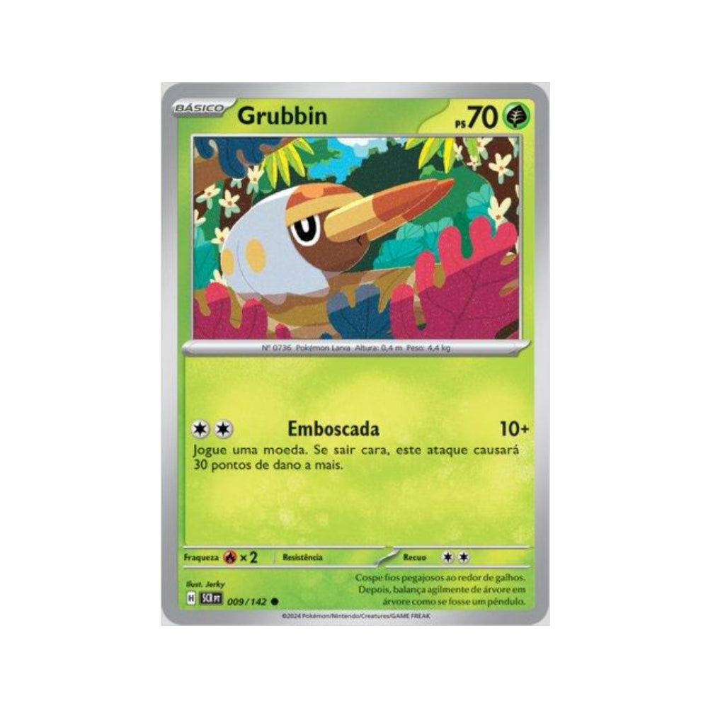 Grubbin 009/142 in Portuguese Stellar Crown Pokémon TCG