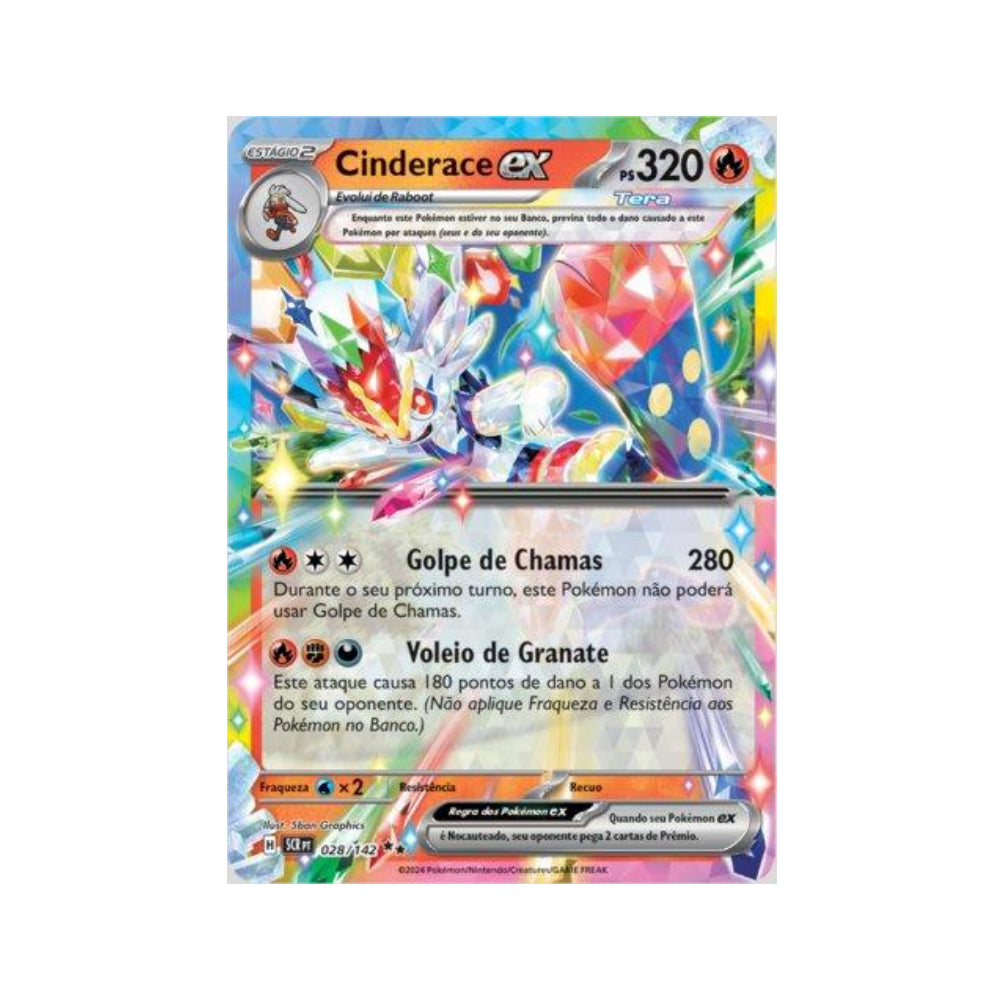 Cinderace ex 028/142 in Portuguese Stellar Crown Pokémon TCG