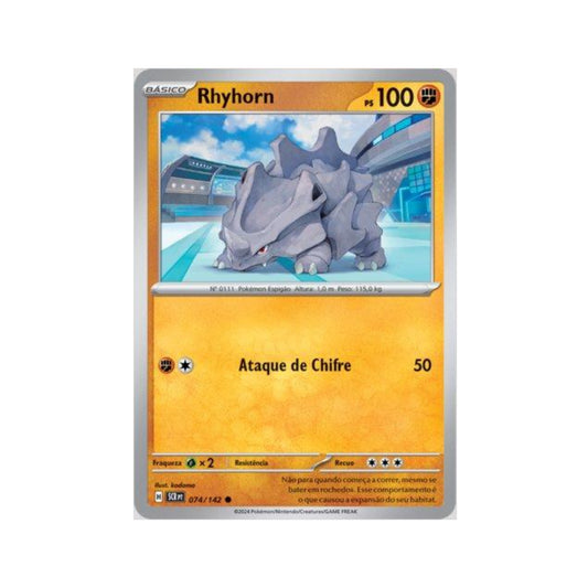 Rhyhorn 074/142 in Portuguese Stellar Crown Pokémon TCG