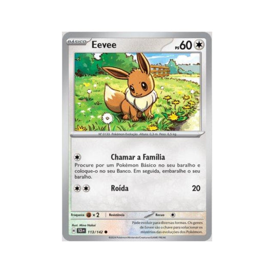 Eevee 113/142 in Portuguese Stellar Crown Pokémon TCG