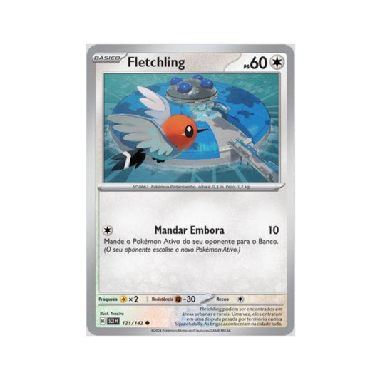 Fletchling 121/142 in Portuguese Stellar Crown Pokémon TCG