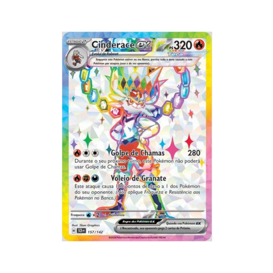 Cinderace ex 157/142 in Portuguese Stellar Crown Pokémon TCG