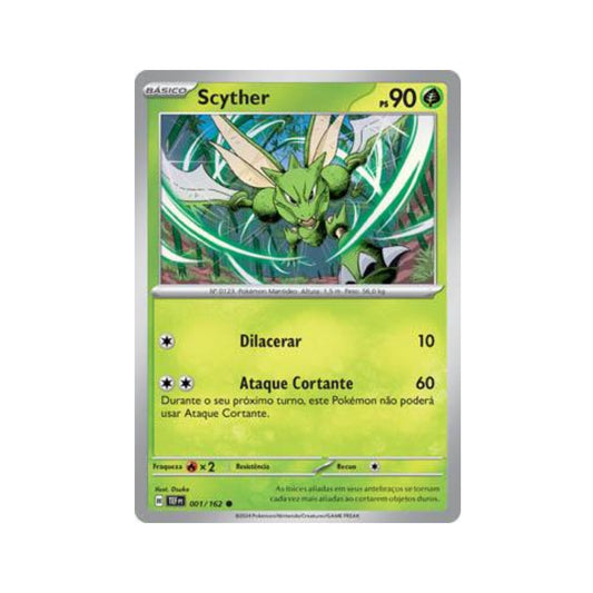 Scyther 001/162 in Portuguese Temporal Forces Pokémon TCG