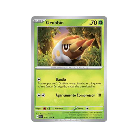 Grubbin 018/162 in Portuguese Temporal Forces Pokémon TCG