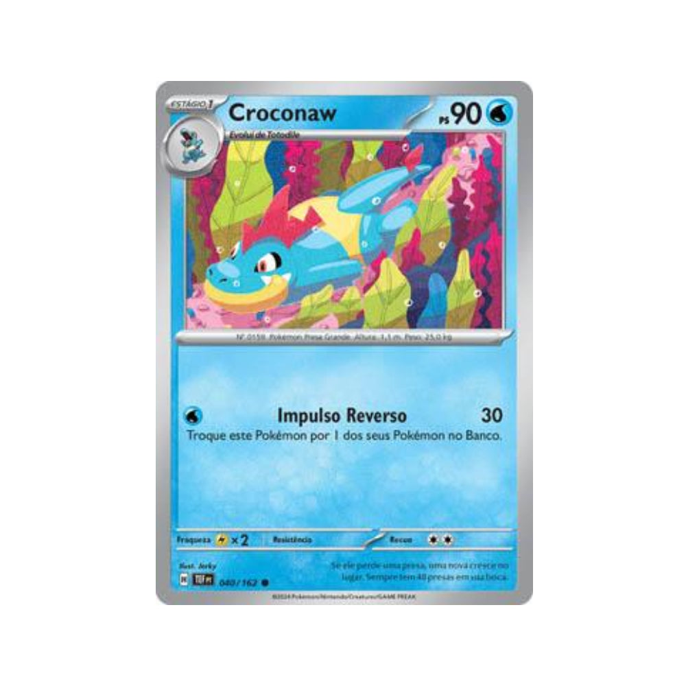 Croconaw 040/162 in Portuguese Temporal Forces Pokémon TCG