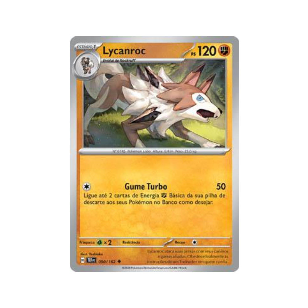 Lycanroc 090/162 in Portuguese Temporal Forces Pokémon TCG