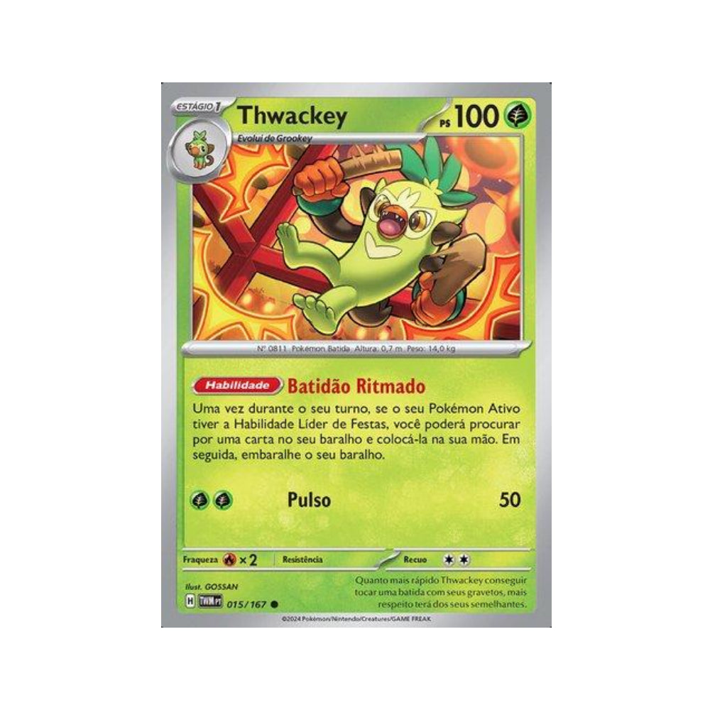 Thwackey 015/167 in Portuguese Twilight Masquerade Pokémon TCG