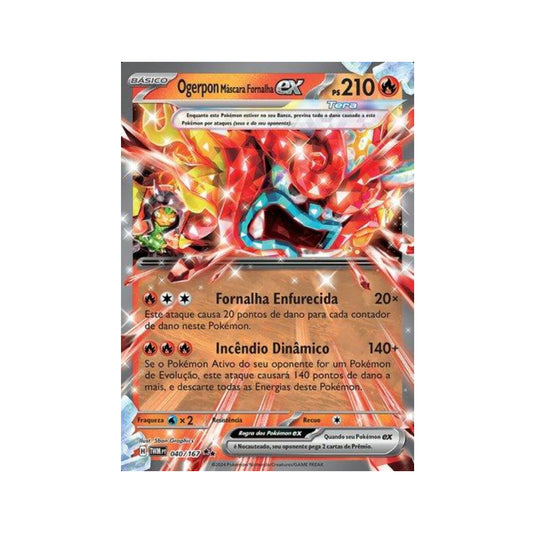 Hearthflame Mask Ogerpon ex 040/167 in Portuguese Twilight Masquerade Pokémon TCG