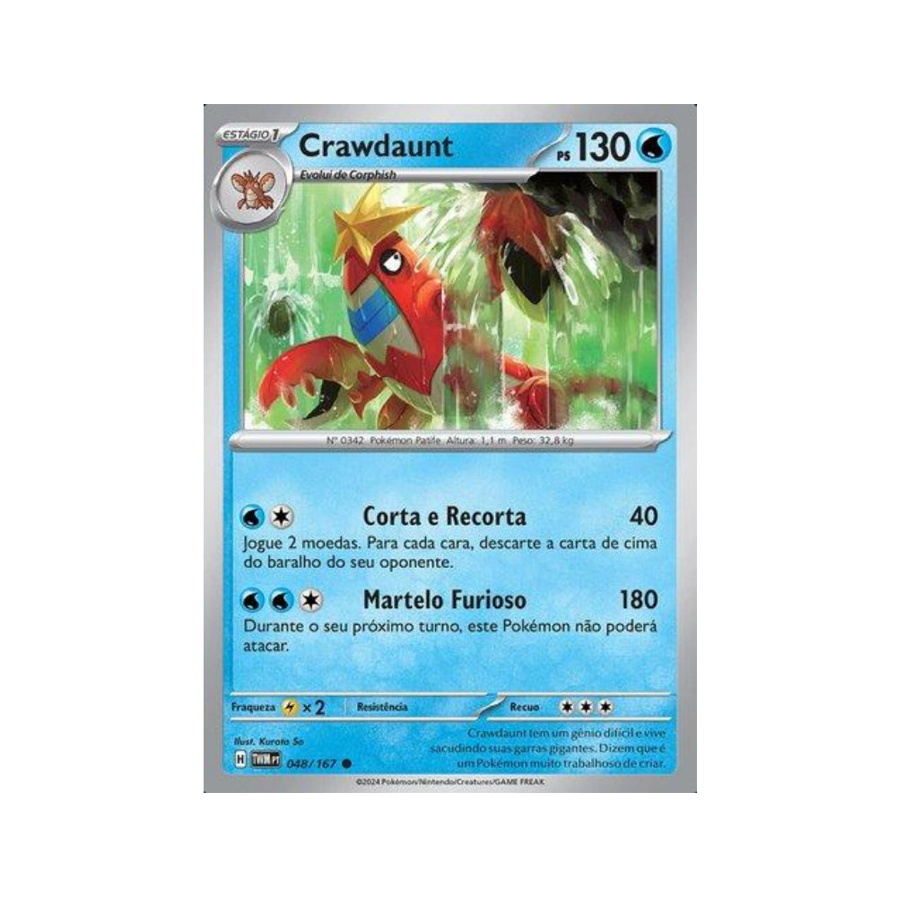 Crawdaunt 048/167 in Portuguese Twilight Masquerade Pokémon TCG