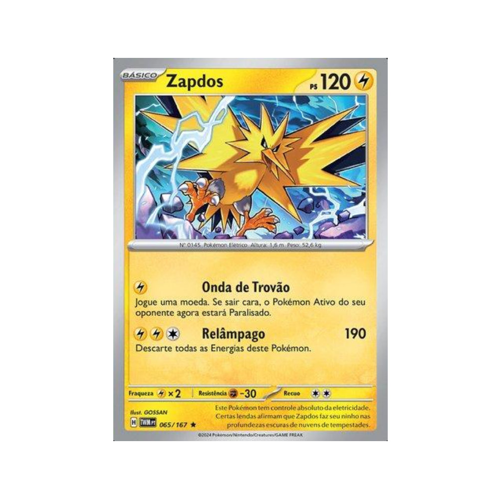 Zapdos 065/167 in Portuguese Twilight Masquerade Pokémon TCG