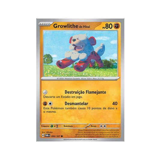 Hisuian Growlithe 099/167 in Portuguese Twilight Masquerade Pokémon TCG