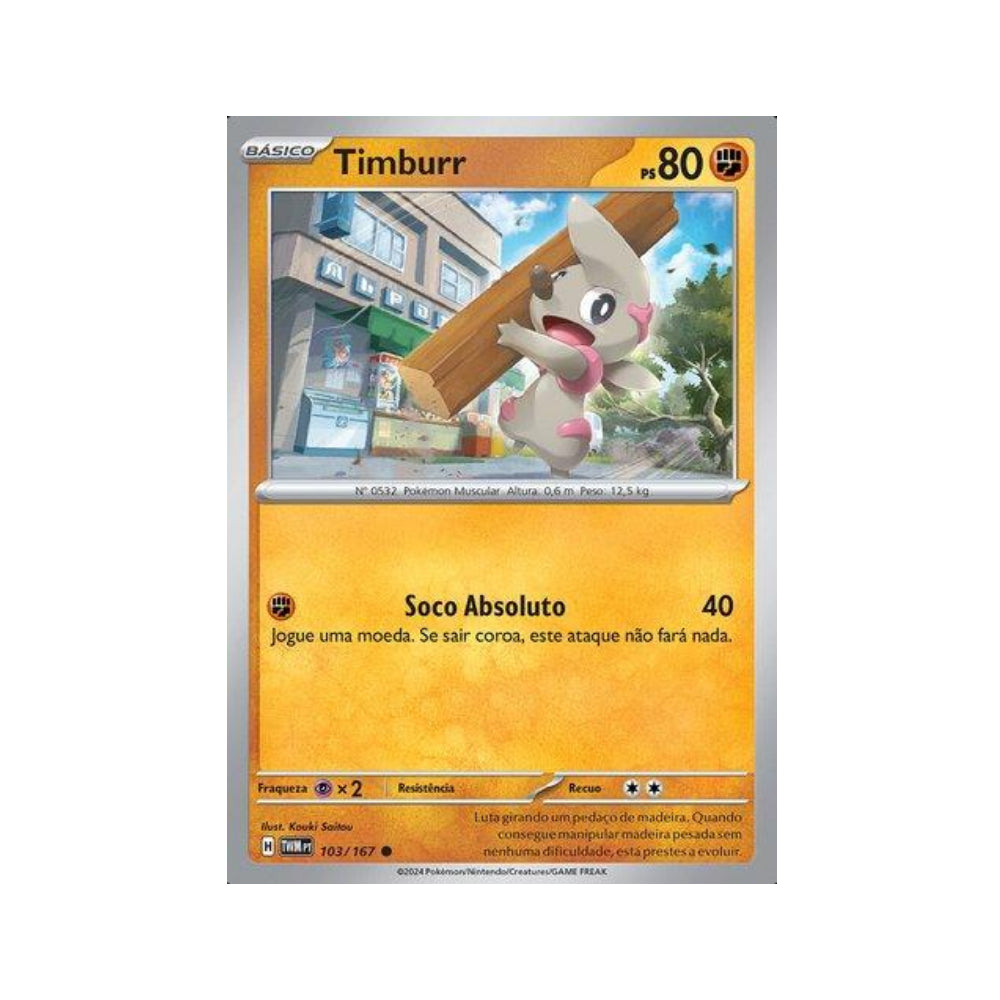 Timburr 103/167 in Portuguese Twilight Masquerade Pokémon TCG