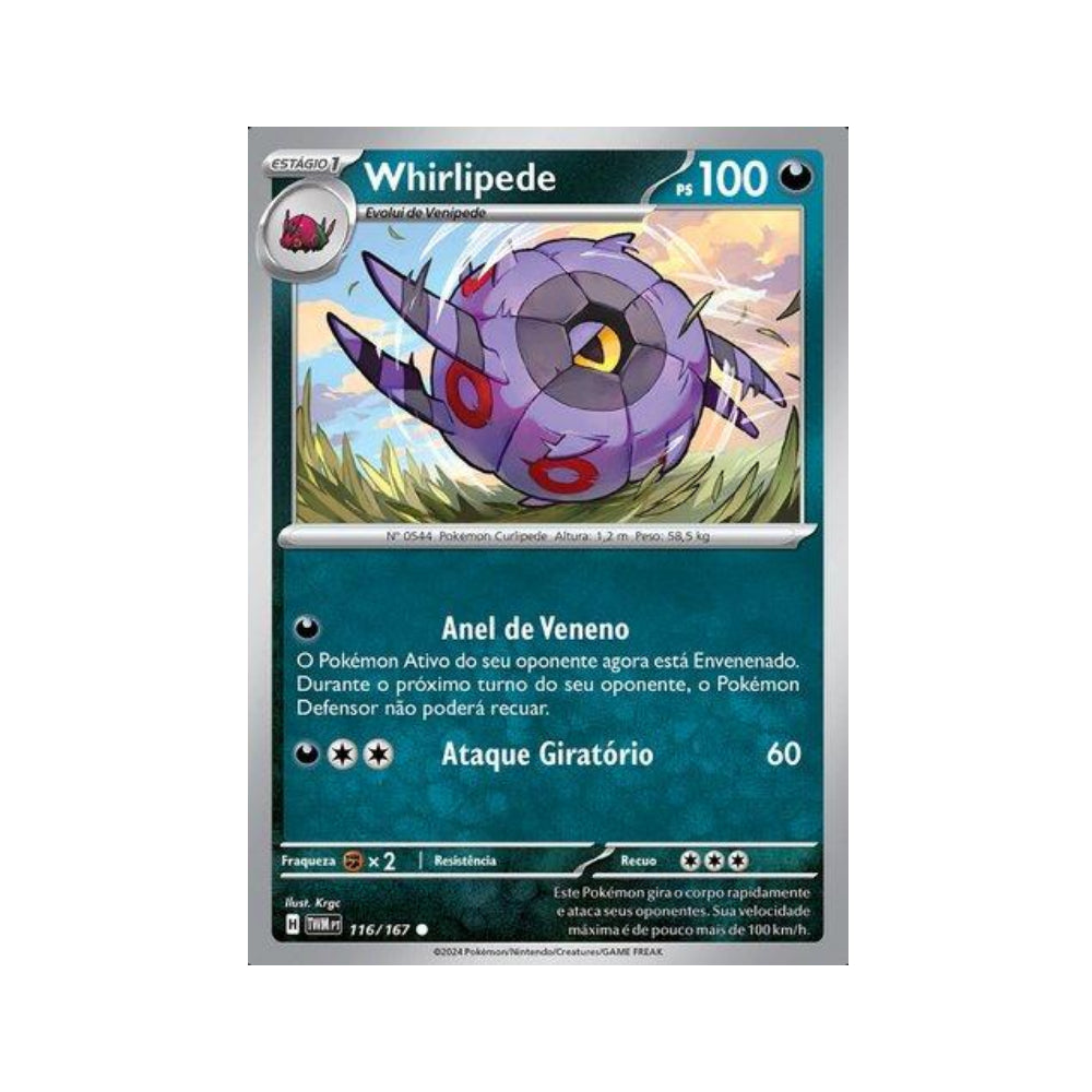 Whirlipede 116/167 in Portuguese Twilight Masquerade Pokémon TCG